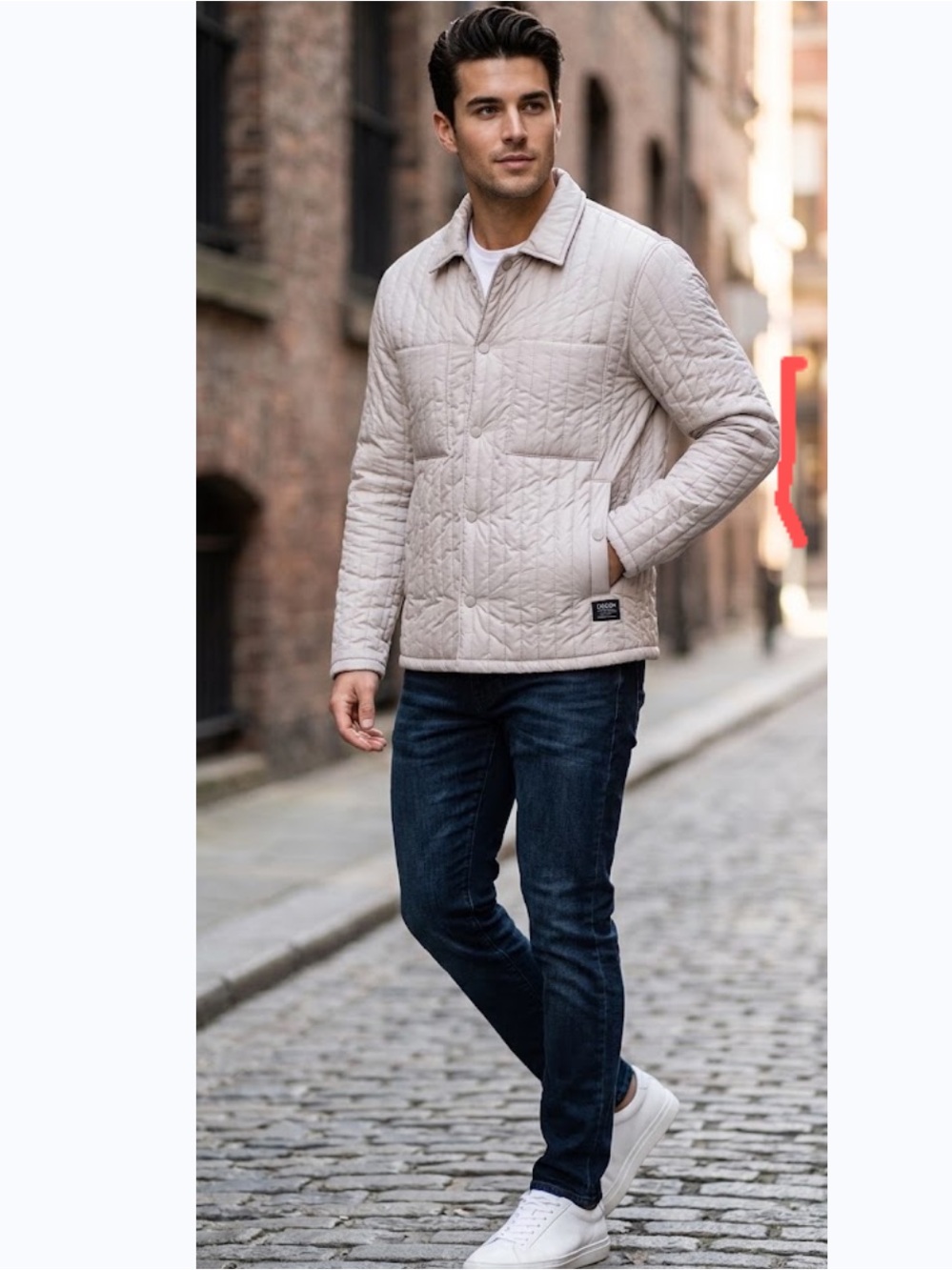 Hudson Men’s Quilted Light Beige Puffer Jacket